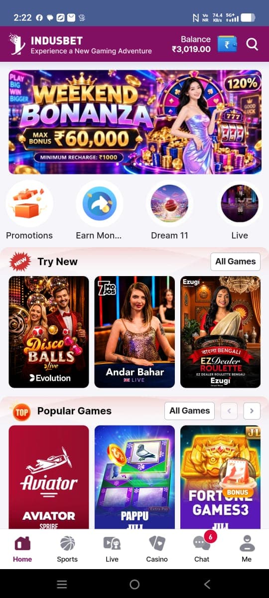 Indusbet Navigation Guide: Understanding the Home Screen